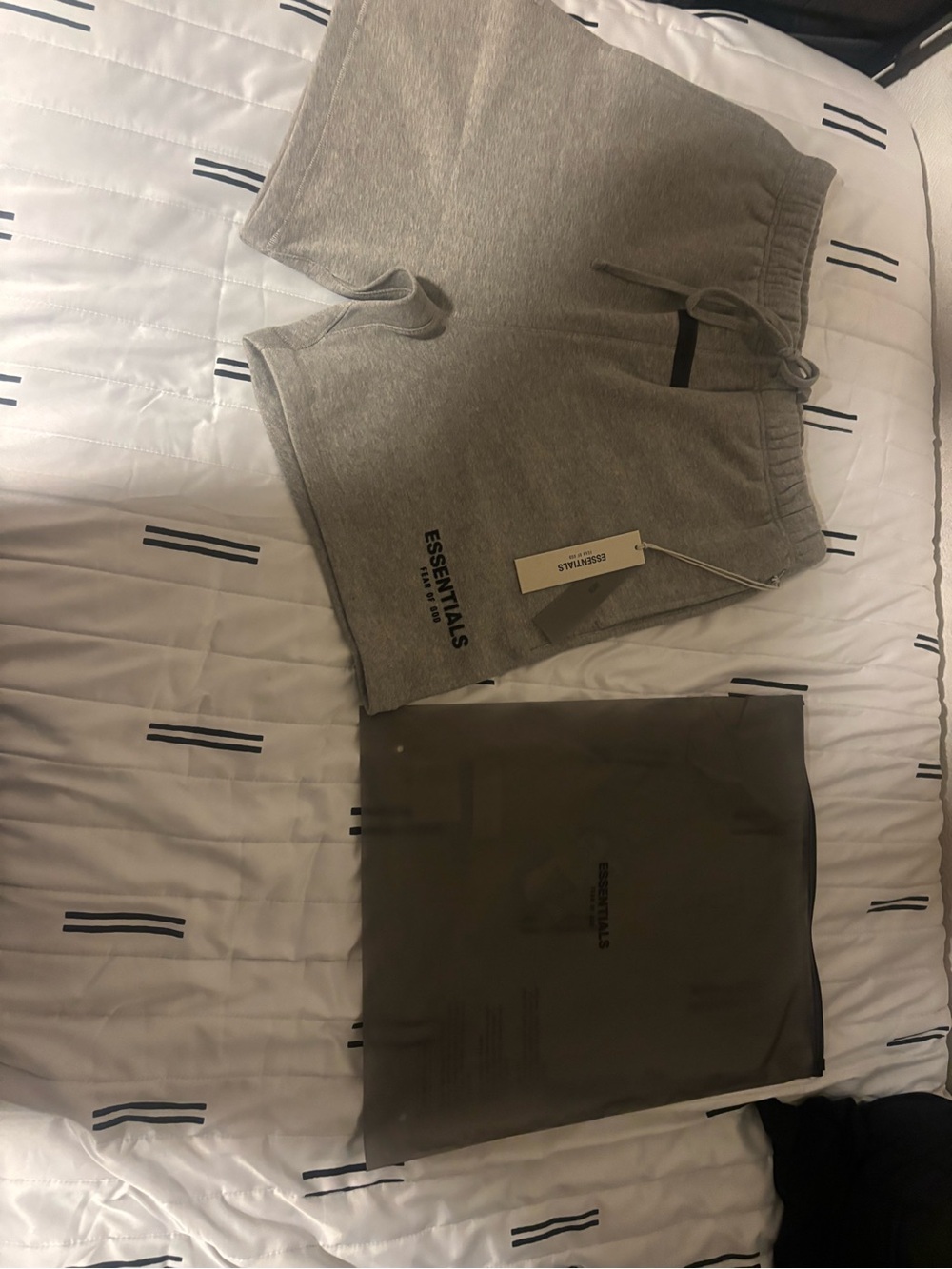 Essentials Light Grey Cotton-Blend Sweat Shorts